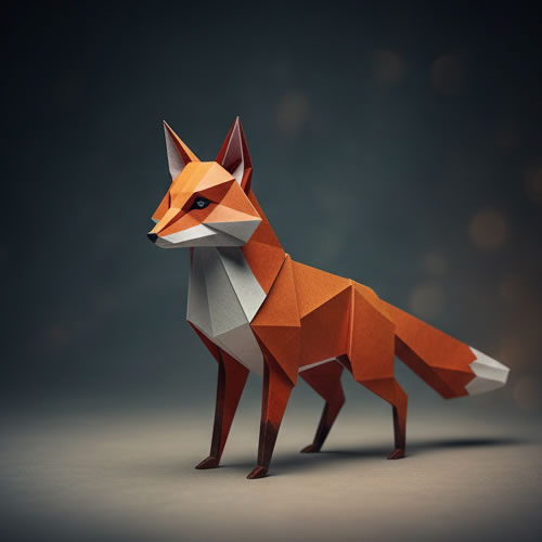 Image of an origami Wiley Fox
